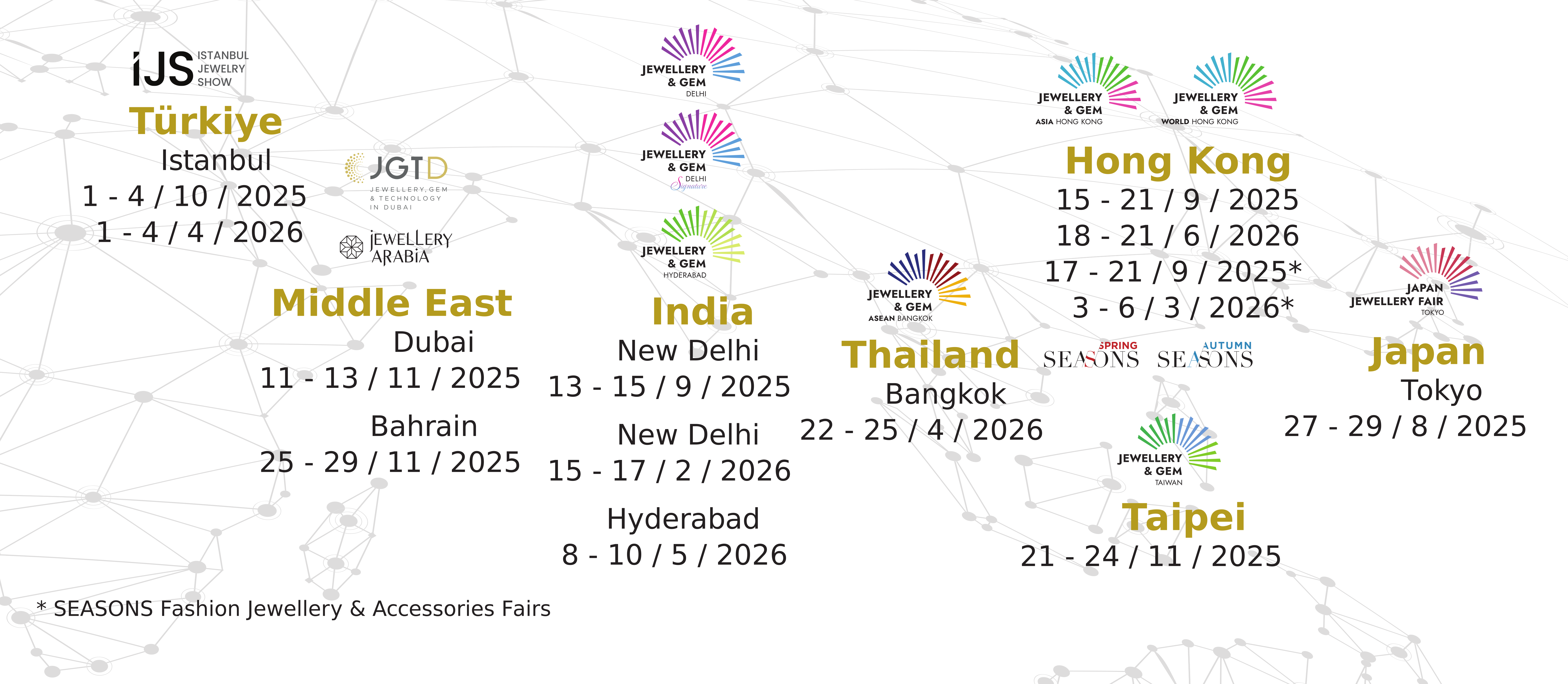 Global Jewellery Show Calendar 2025-2026-map